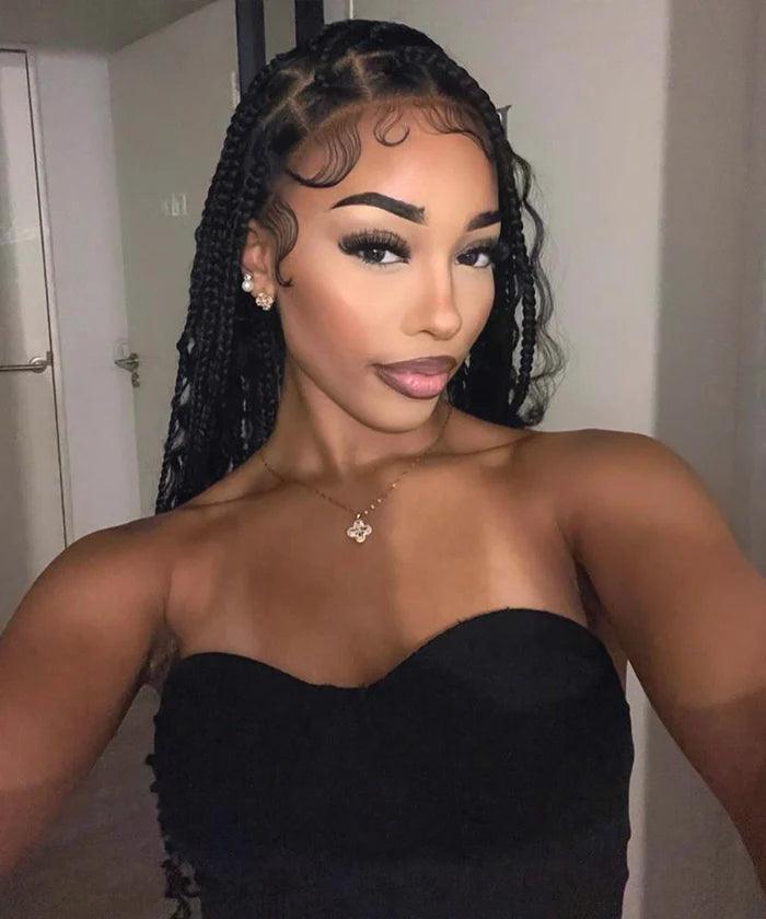 Deep Curly Boho Knotless Braided HD Full Lace Wig