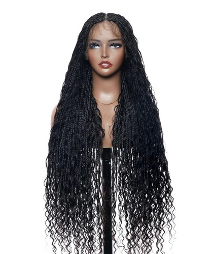 Deep Curly Boho Knotless Braided HD Full Lace Wig