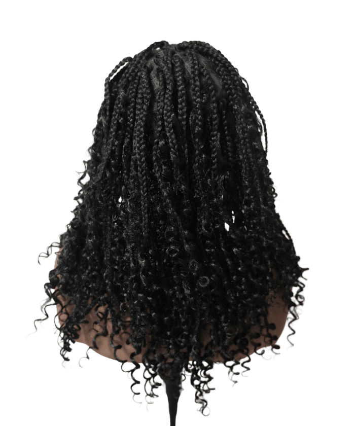 Short HD Full Lace Knotless Boho Box Braided Wig With Human Hair Ombre Brown
