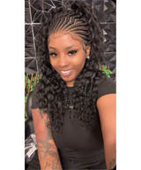 Hand-tied Cornrow Braids Wig with Curly Hair HD Lace Wear Go Glueless Wig T5 Natural Black