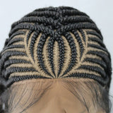 Hand-tied Straight Hair Wigs with Cornrow Braids Pre Bleached HD Full Lace Wear Go Glueless Wig T2