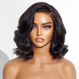 Left C Part Body Wave Bob Wig Glueless 4x4 Closure HD Lace Wig Human Hair Pre-Cut Lace