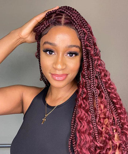 Deep Curly Boho Knotless Braided HD Full Lace Wig