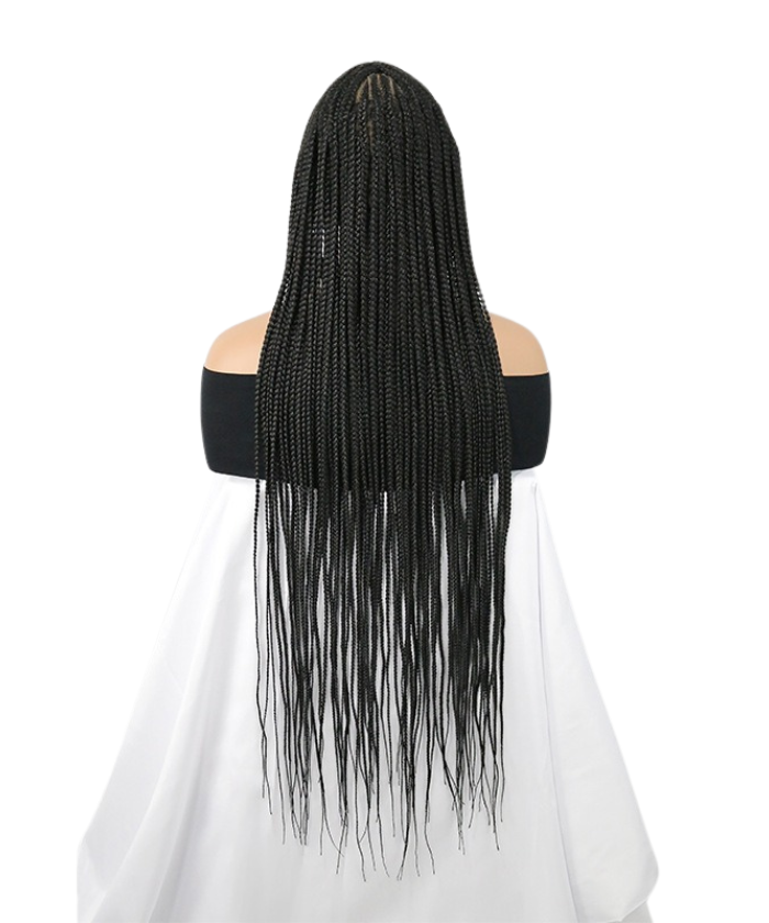 Hand-tied Straight Hair Wigs with Cornrow Braids Pre Bleached HD Full Lace Wear Go Glueless Wig T2