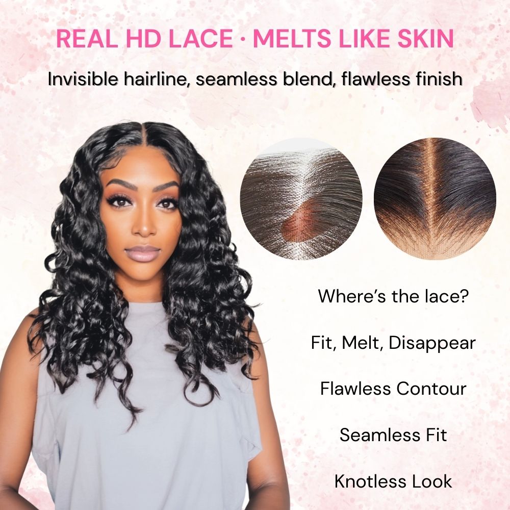 Pre Everything Wigs | Water Wave Glueless 13x4 Frontal HD Lace Human Hair Wig Pre-cut & Plucked & Bleached