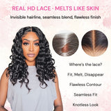 Pre Everything Wigs | Water Wave Glueless 13x4 Frontal HD Lace Human Hair Wig Pre-cut & Plucked & Bleached