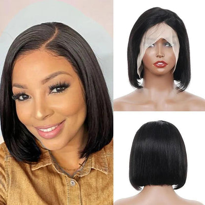 Side / T Part Natural Color Straight 13X4 Lace Front Bob Wig 100% Human Hair | Fits All Face Shapes