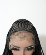 Hand-tied Straight Hair Wigs with Cornrow Braids Pre Bleached HD Full Lace Wear Go Glueless Wig T2