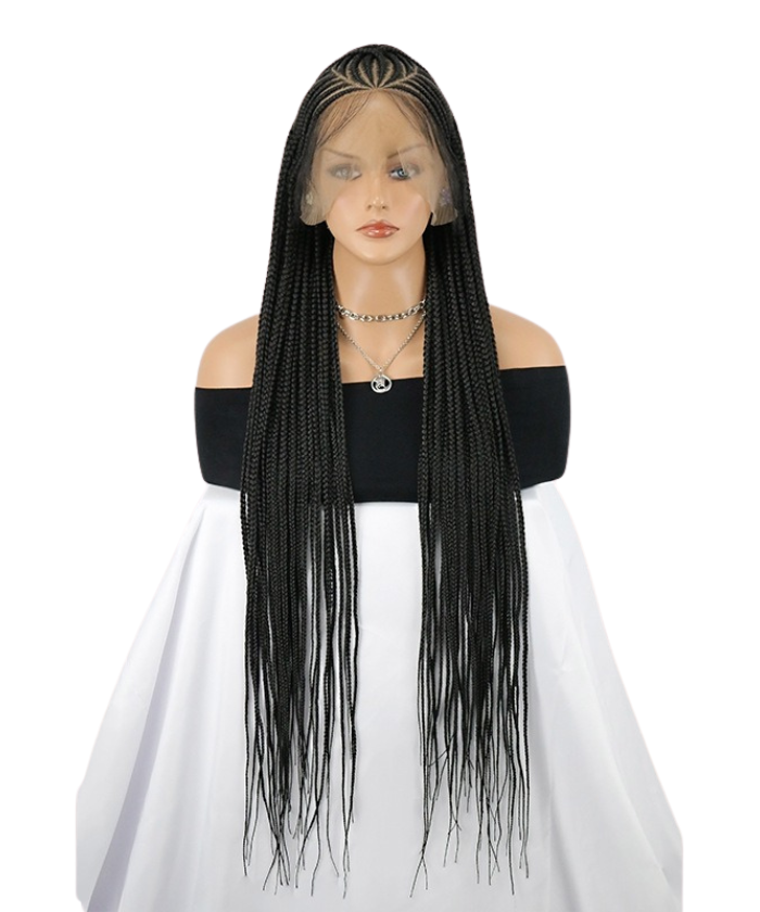 Hand-tied Straight Hair Wigs with Cornrow Braids Pre Bleached HD Full Lace Wear Go Glueless Wig T2