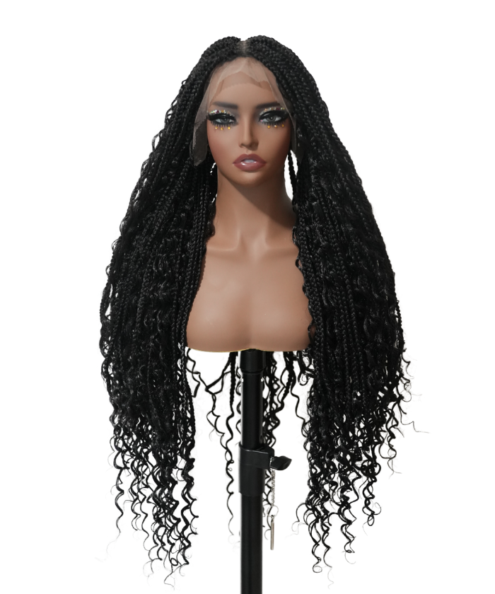 24" HD Full Lace Boho Box Braided Wig With Human Baby Hair