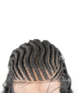 Hand-tied Cornrow Braids Wig with Curly Hair HD Lace Wear Go Glueless Wig T5 Natural Black