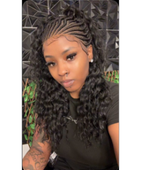 Hand-tied Cornrow Braids Wig with Curly Hair HD Lace Wear Go Glueless Wig T5 Natural Black