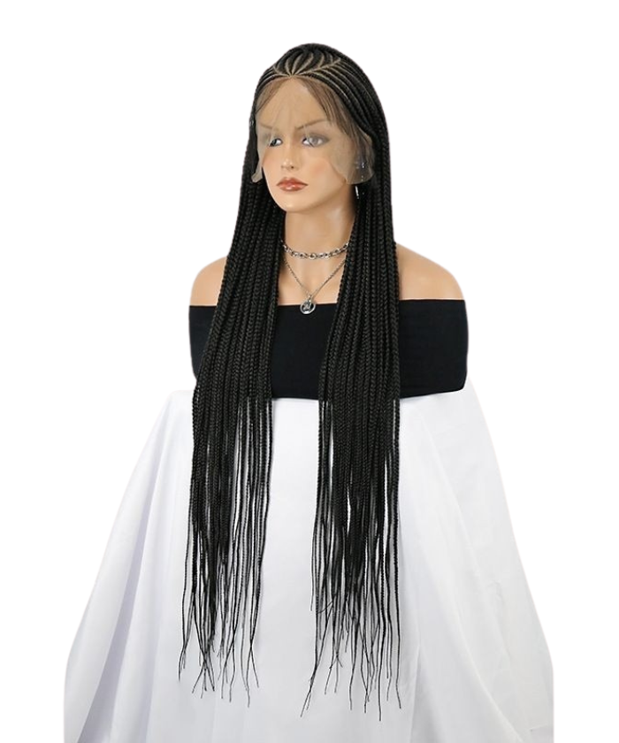 Hand-tied Straight Hair Wigs with Cornrow Braids Pre Bleached HD Full Lace Wear Go Glueless Wig T2