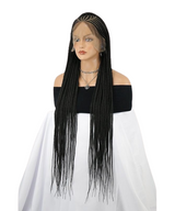 Hand-tied Straight Hair Wigs with Cornrow Braids Pre Bleached HD Full Lace Wear Go Glueless Wig T2