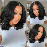 Left C Part Body Wave Bob Wig Glueless 4x4 Closure HD Lace Wig Human Hair Pre-Cut Lace