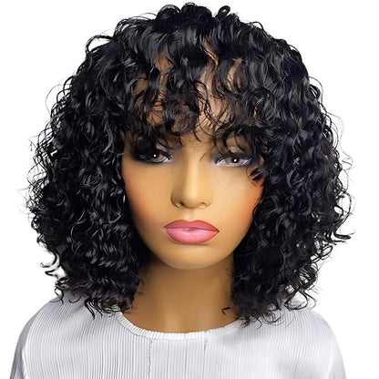 Honey Blonde Lace Front Curly Short Pixie Bob Wigs 100% Human Hair