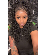 Hand-tied Cornrow Braids Wig with Curly Hair HD Lace Wear Go Glueless Wig T5 Natural Black