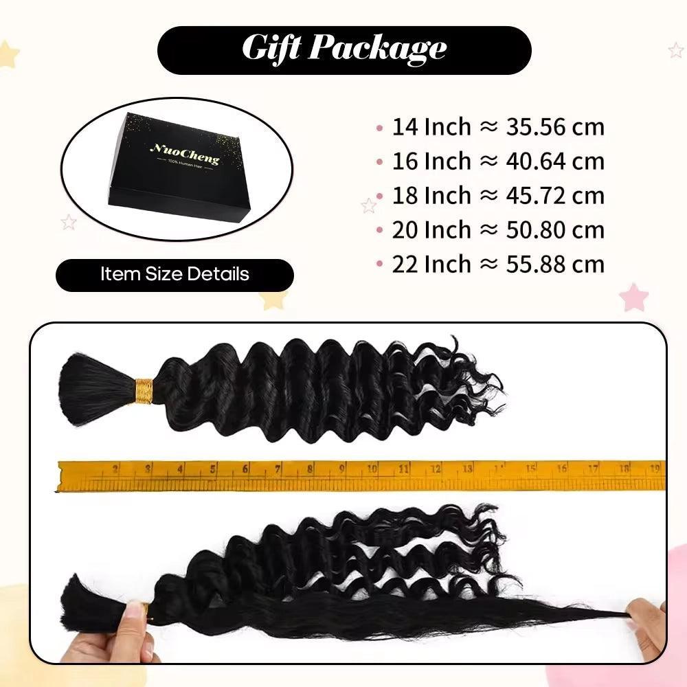 2 Bundles Deep Wave Bulk Hair For Boho Braiding Light Black