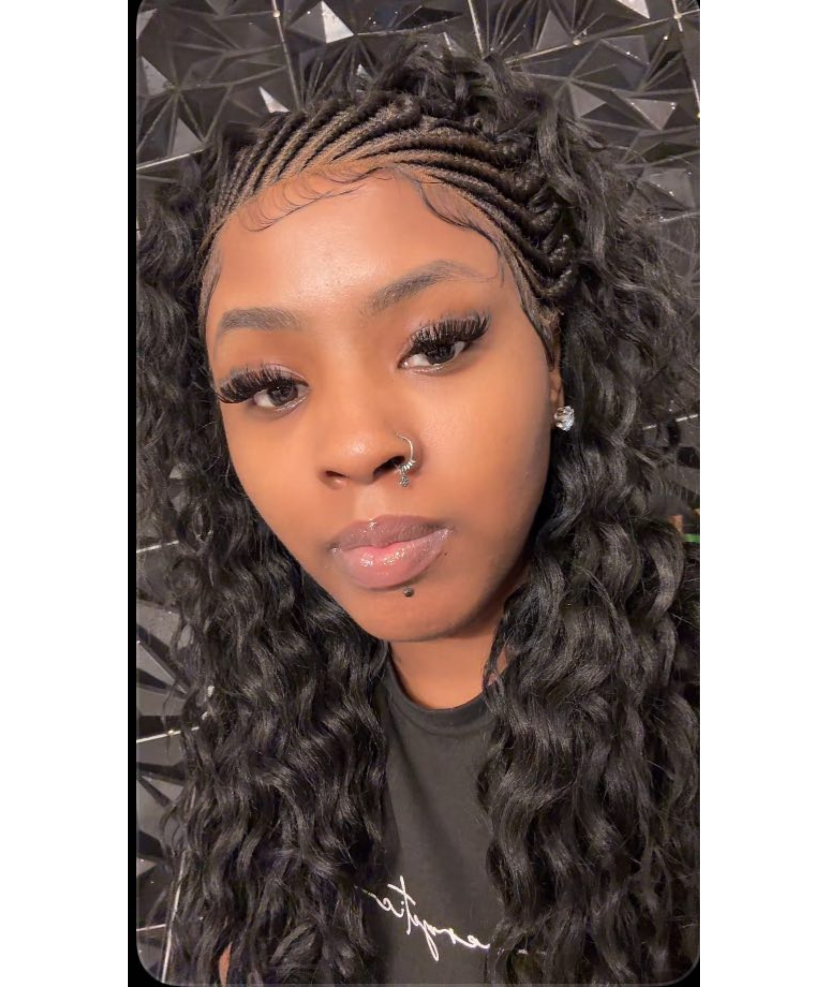 Hand-tied Cornrow Braids Wig with Curly Hair HD Lace Wear Go Glueless Wig T5 Natural Black