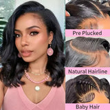 Left C Part Body Wave Bob Wig Glueless 4x4 Closure HD Lace Wig Human Hair Pre-Cut Lace
