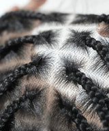 24" Human Baby Hair Boho Curls Hand-tied Knotless Box Braided HD Full Lace Wig
