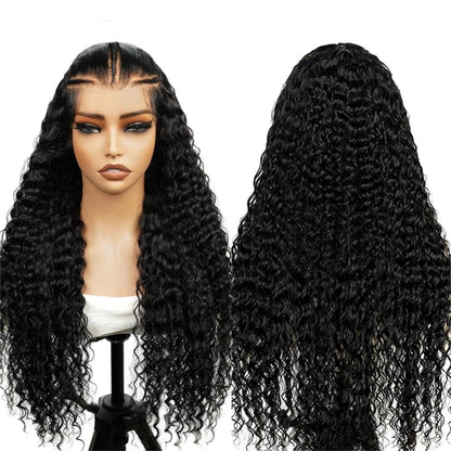 Ready To Go Wigs Water Wave Human Braiding Hair 13x4 Pre-Everything Lace Front Wigs