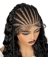 13x6 HD Lace Front Deep Wave Hair Wigs with Cornrow Braids