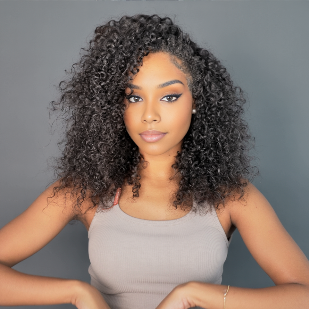 Wear & Go Seamless Kinky Coily Half Wig Flip-Over 100% Virgin Human Hair