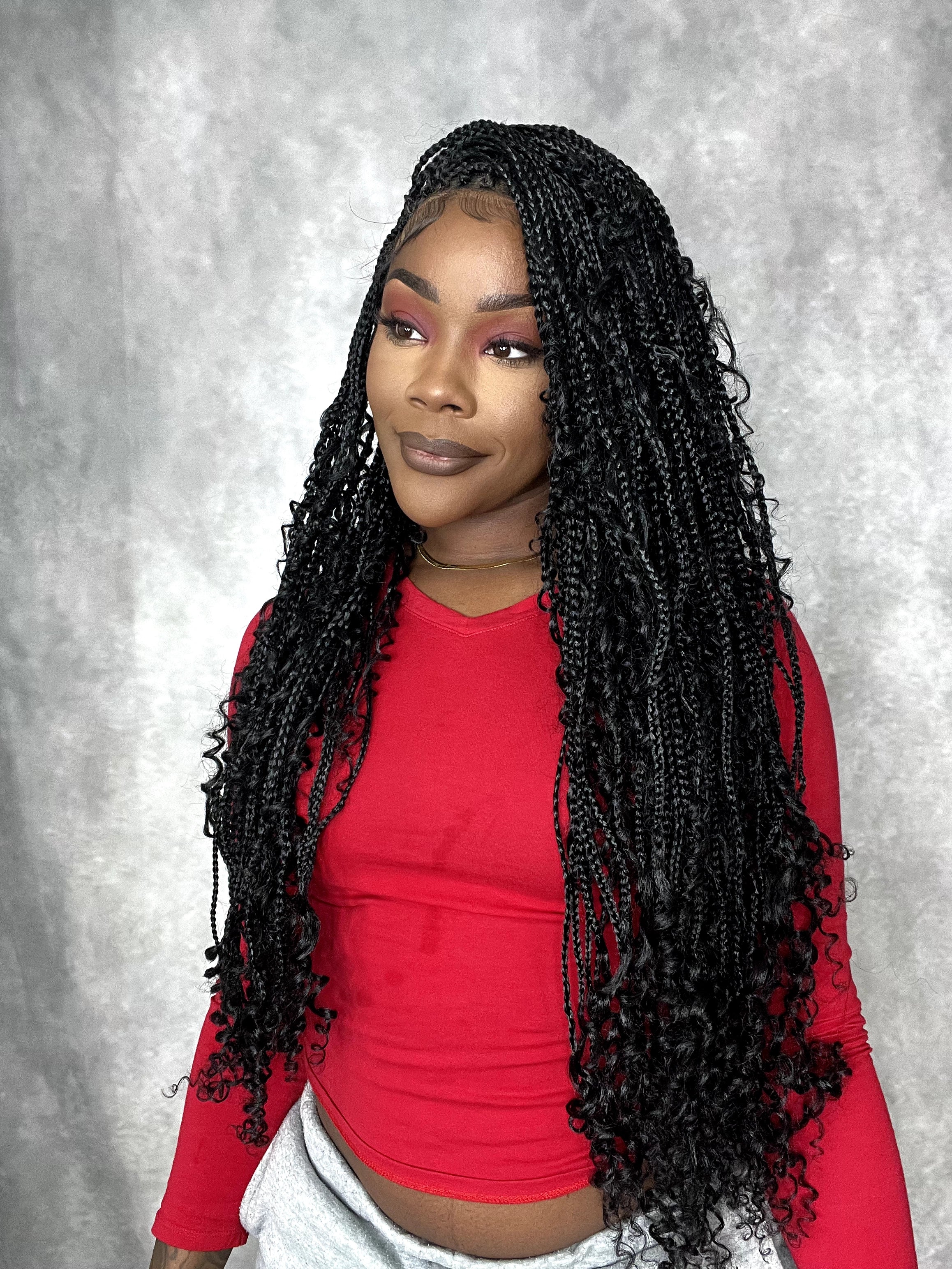 24" HD Full Lace Boho Box Braided Wig With Human Baby Hair