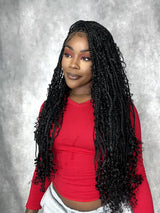 24" HD Full Lace Boho Box Braided Wig With Human Baby Hair