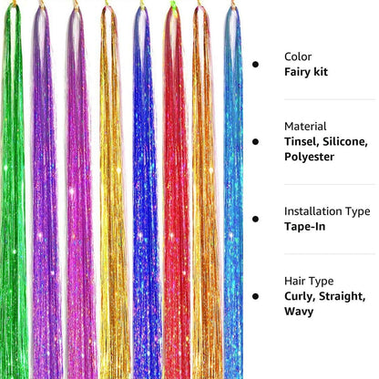 10psc 22" Shiny Hair Tinsel （Each Random And Gift Tool）