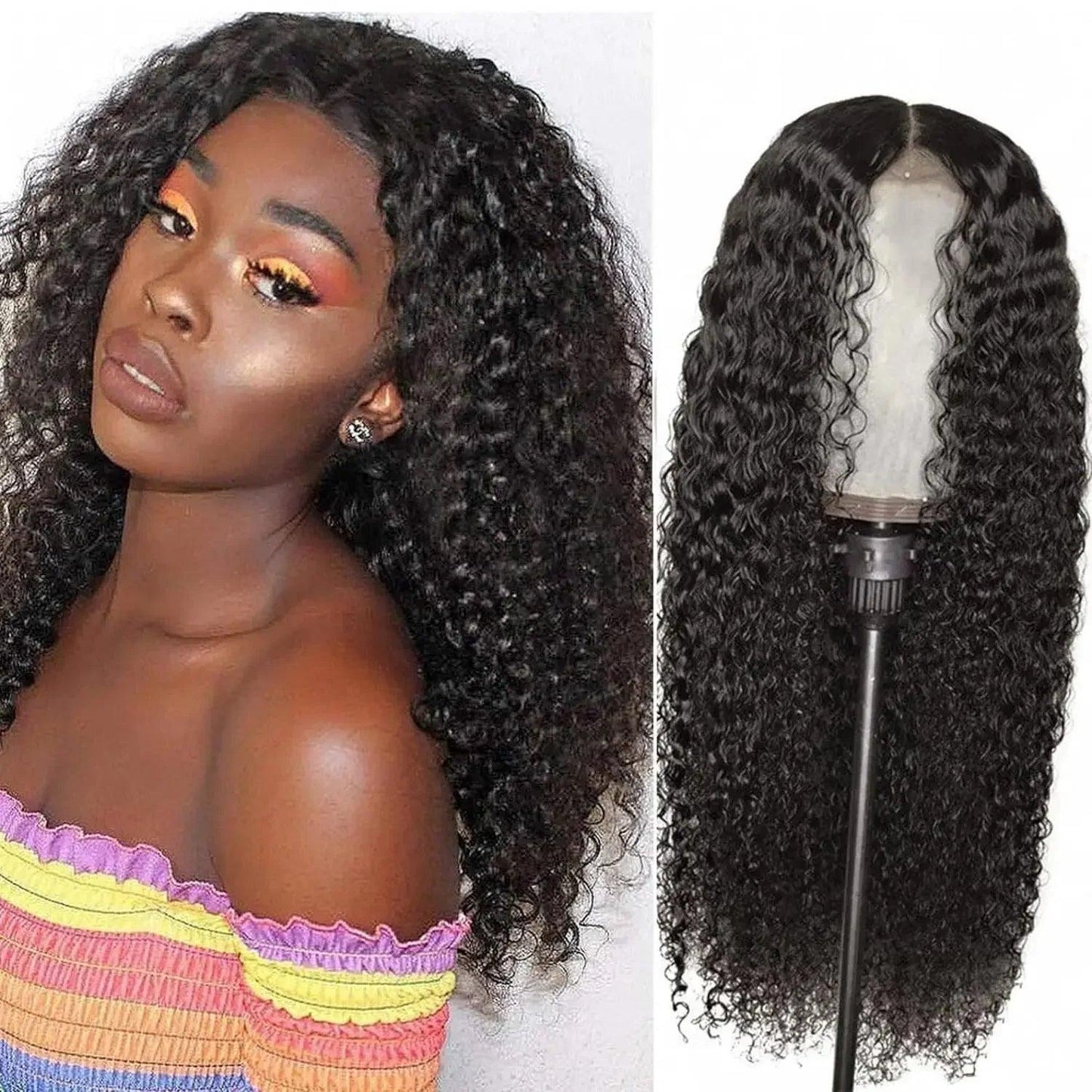 Deep Curly Natural Black Synthetic Wig