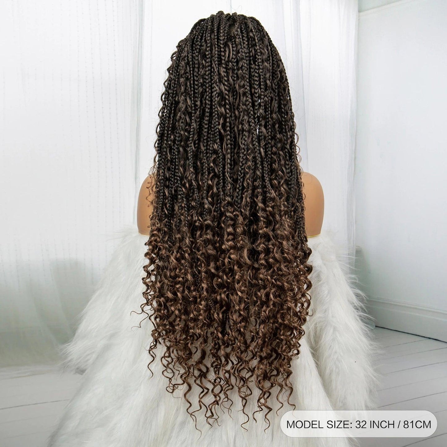 Deep Curly Boho Knotless Braided HD Full Lace Wig