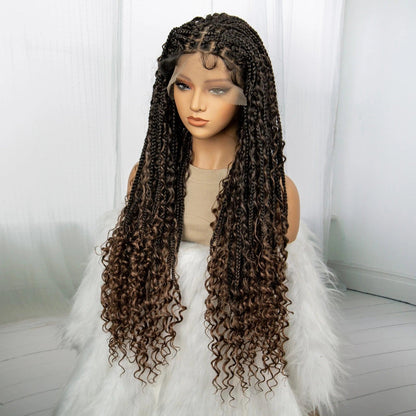 Deep Curly Boho Knotless Braided HD Full Lace Wig