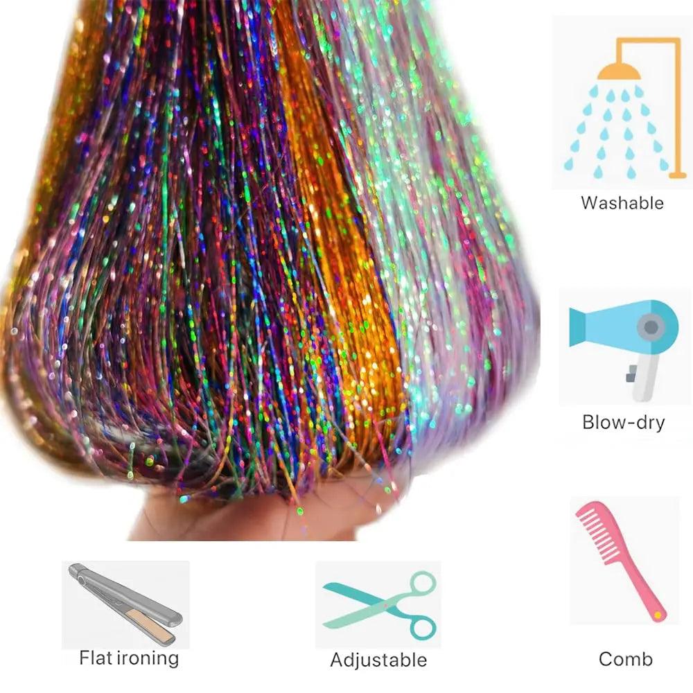 10psc 22" Shiny Hair Tinsel （Each Random And Gift Tool）