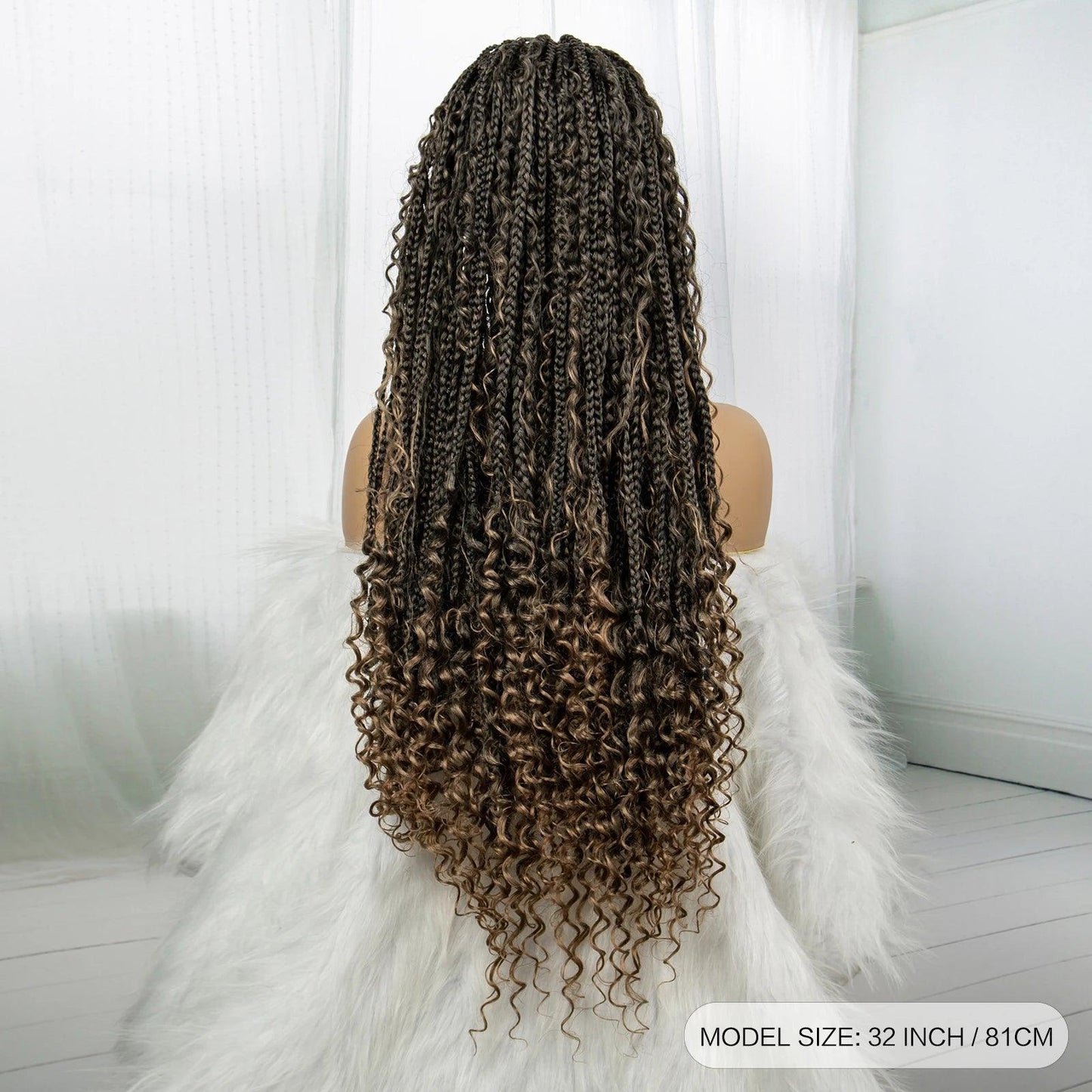 Deep Curly Boho Knotless Braided HD Full Lace Wig