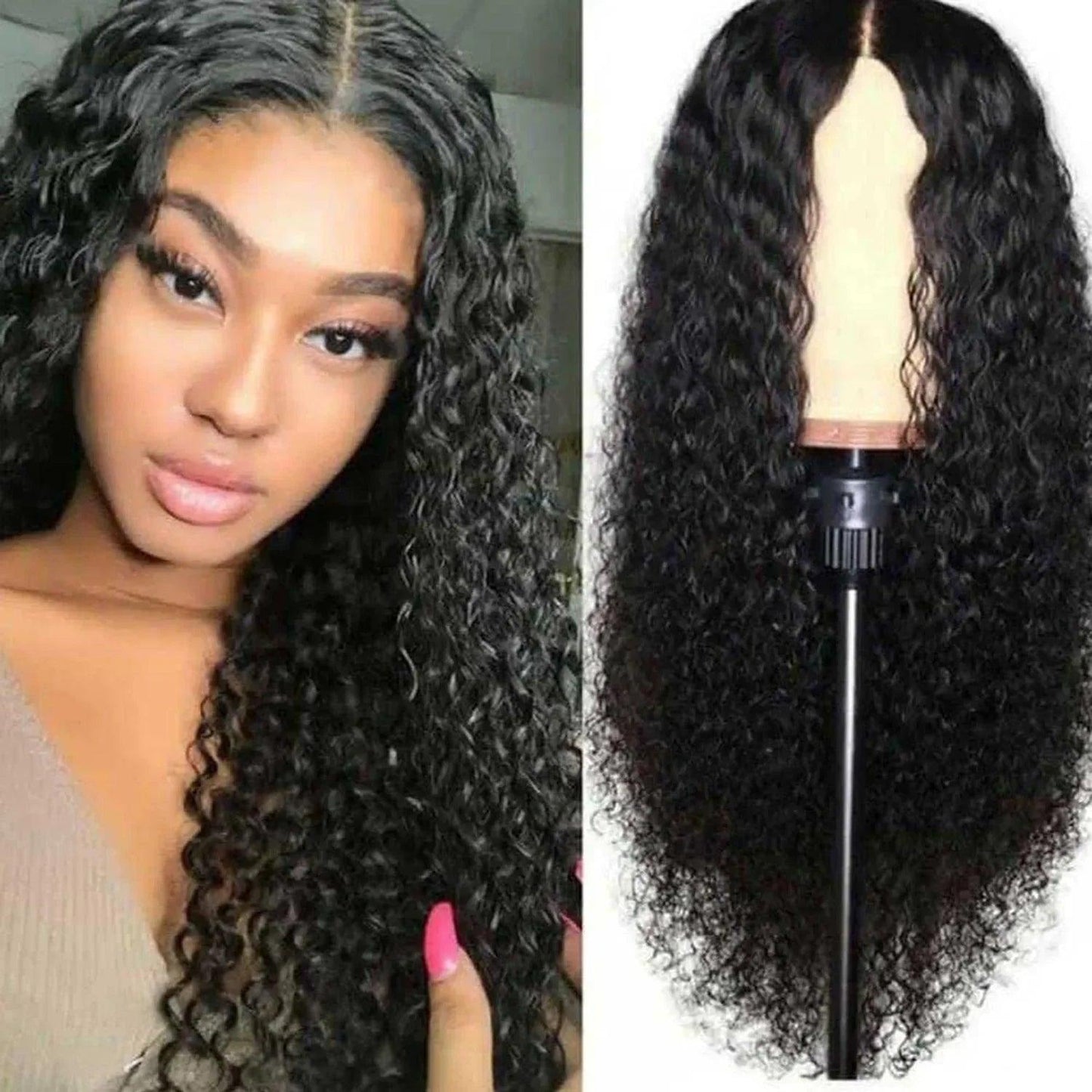 Deep Curly Natural Black Synthetic Wig