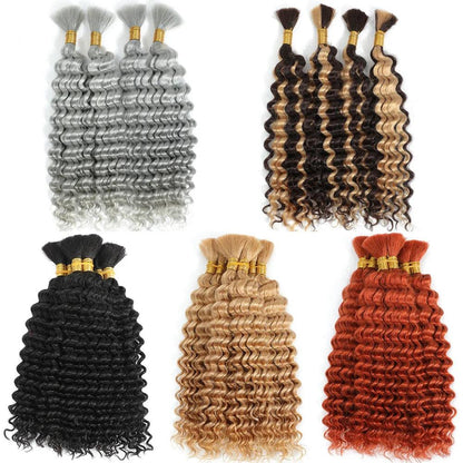 2 Bundles Deep Wave Bulk Hair For Boho Braiding Ginger