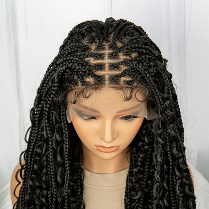 Deep Curly Boho Knotless Braided HD Full Lace Wig