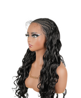 13x6 HD Lace Front Deep Wave Hair Wigs with Cornrow Braids T1 Natural Black