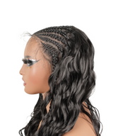 13x6 HD Lace Front Deep Wave Hair Wigs with Cornrow Braids T1 Natural Black
