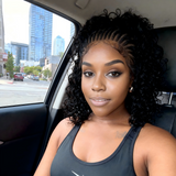 Pre-Bleached Cornrow Braids Wig With Deep Curly Human Hair 13x6 HD Frontal Lace Glueless Wig T3 / H3 Natural Black