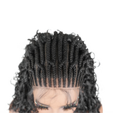 Pre-Bleached Cornrow Braids Wig With Deep Curly Human Hair 13x6 HD Frontal Lace Glueless Wig T3 / H3 Natural Black