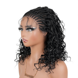 Pre-Bleached Cornrow Braids Wig With Deep Curly Human Hair 13x6 HD Frontal Lace Glueless Wig T3 / H3 Natural Black