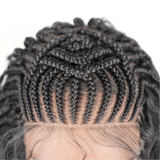 Hand-tied Cornrow Braids Wig with Curly Hair HD Lace Wear Go Glueless Wig T4 Natural Black