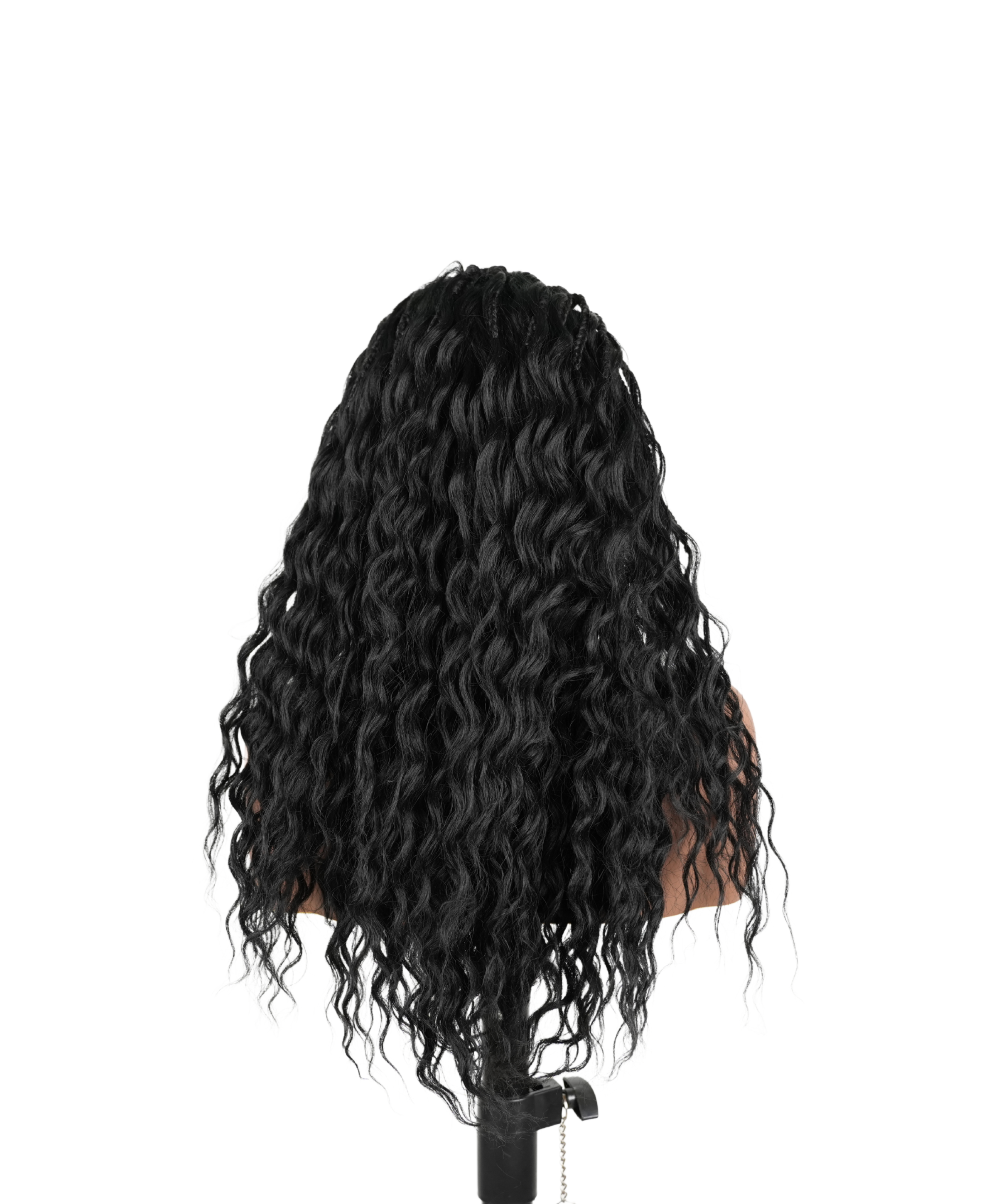 Hand-tied Cornrow Braids Wig with Curly Hair HD Lace Wear Go Glueless Wig T4 Natural Black