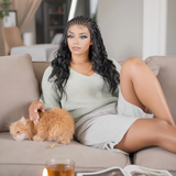 Hand-tied Cornrow Braids Wig with Curly Hair HD Lace Wear Go Glueless Wig T5 Natural Black