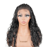 Hand-tied Cornrow Braids Wig with Curly Hair HD Lace Wear Go Glueless Wig T5 Natural Black