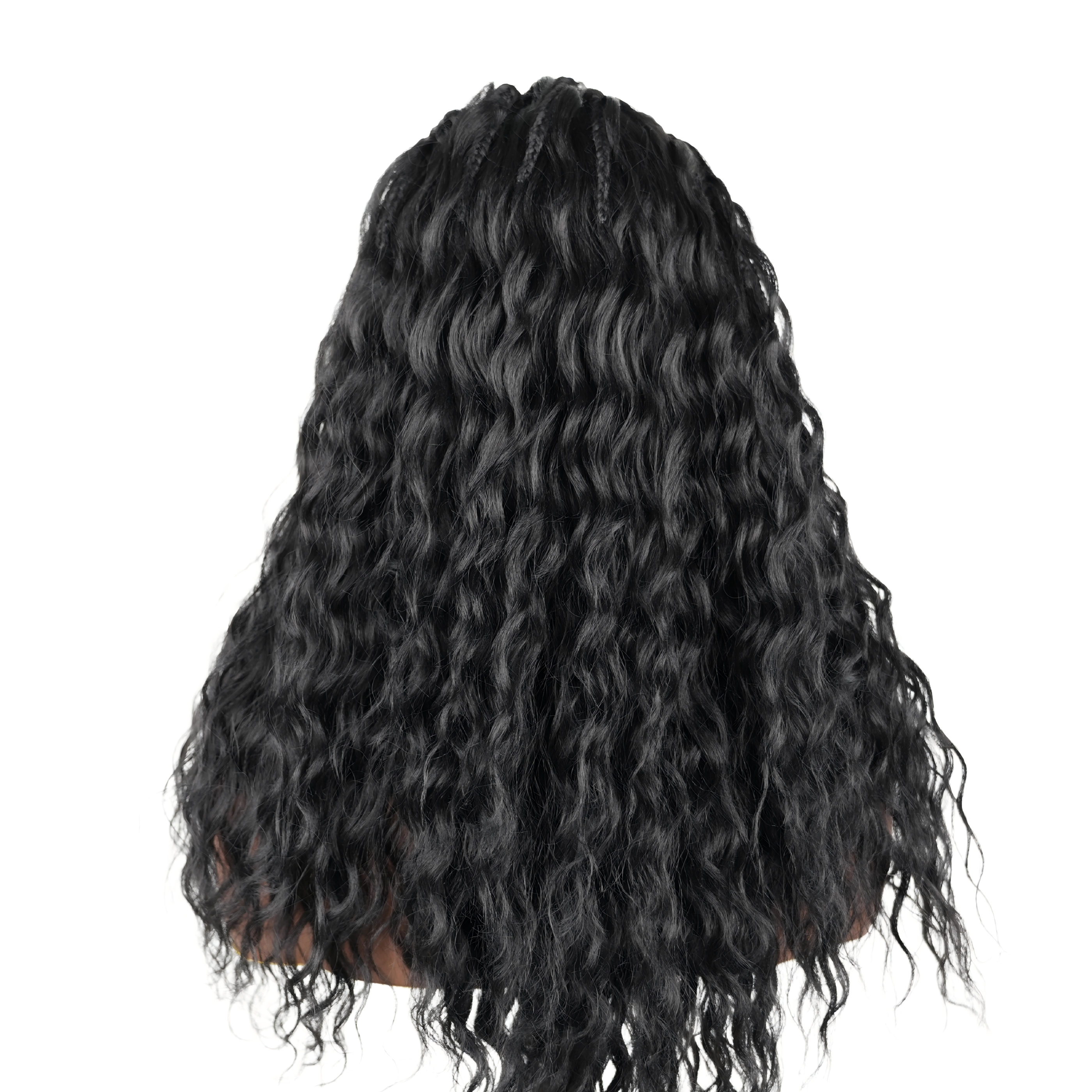 Hand-tied Cornrow Braids Wig with Curly Hair HD Lace Wear Go Glueless Wig T5 Natural Black