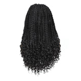 Short HD Full Lace Knotless Twist Box Braided Wig With Human Hair Curly Ends